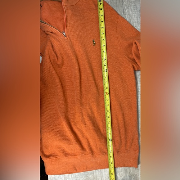 Polo Ralph Lauren Mens 1/4 Zip Sweater Size XL Orange Pony Long Sleeve - Picture 16 of 16